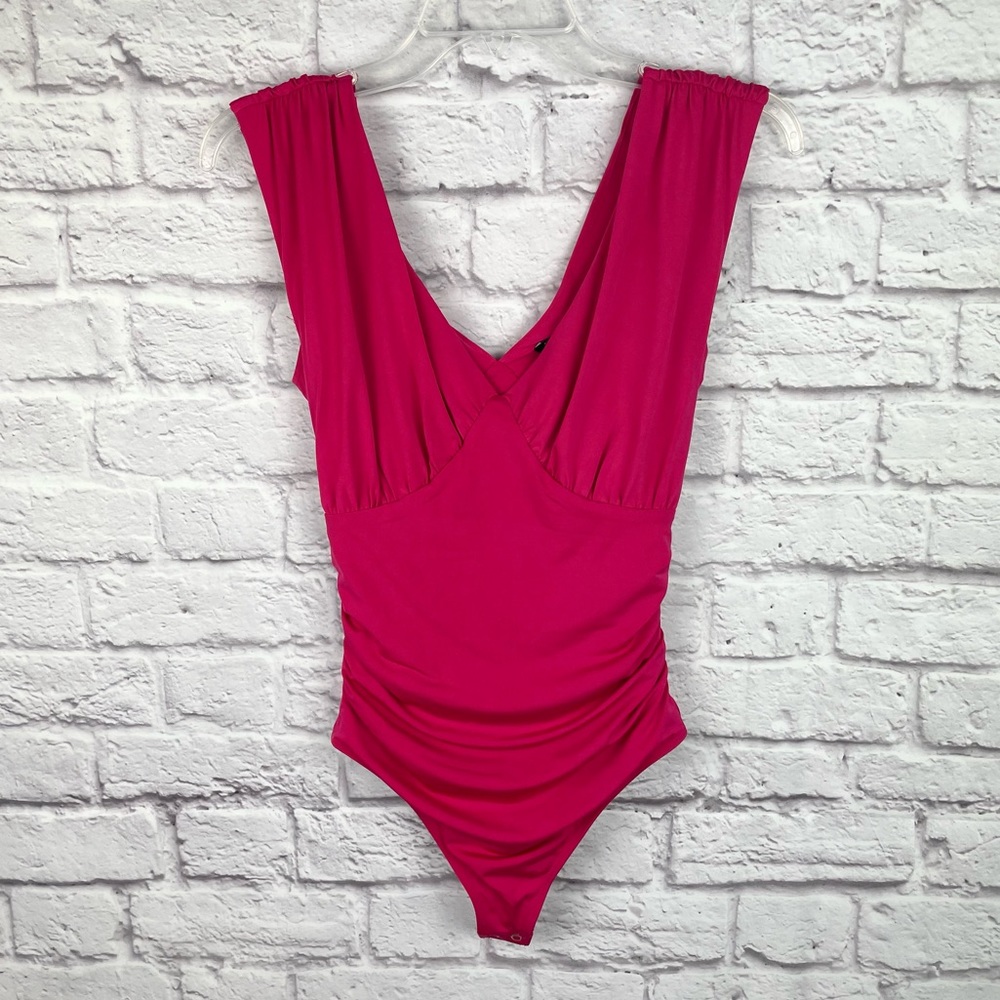 Express Body Contour Bright Pink Bodysuit Size XS New!